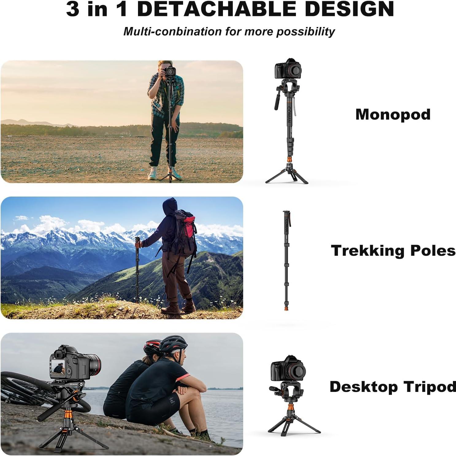 Monopie de cámara profesional COMAN KX3232-Q6 185.9 cm
