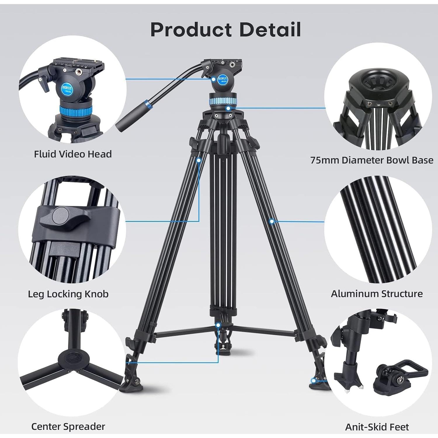 Trípode de Video SIRUI AM-25S 190cm Alta Resistencia