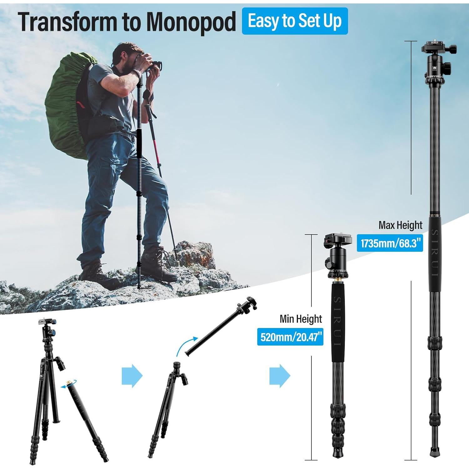 Trípode de Cámara SIRUI Traveler 7C 165.9 cm Fibra Carbono