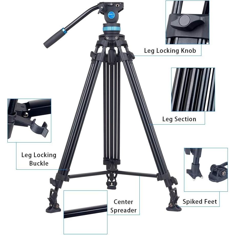 Trípode Profesional SIRUI SH-25 con Cabezal Fluido 10kg