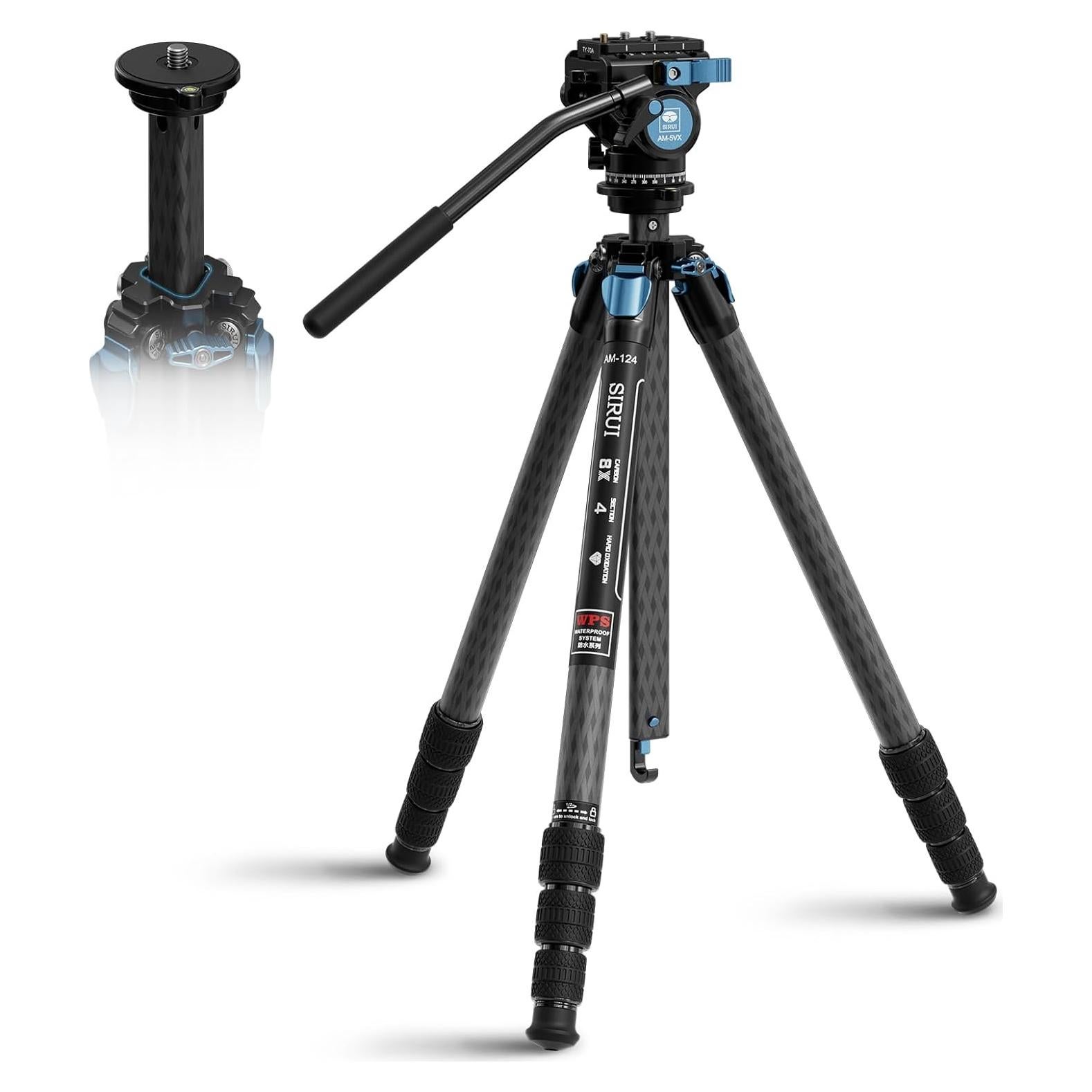 Trípode de Fibra de Carbono SIRUI AM-124 con Cabezal Fluido