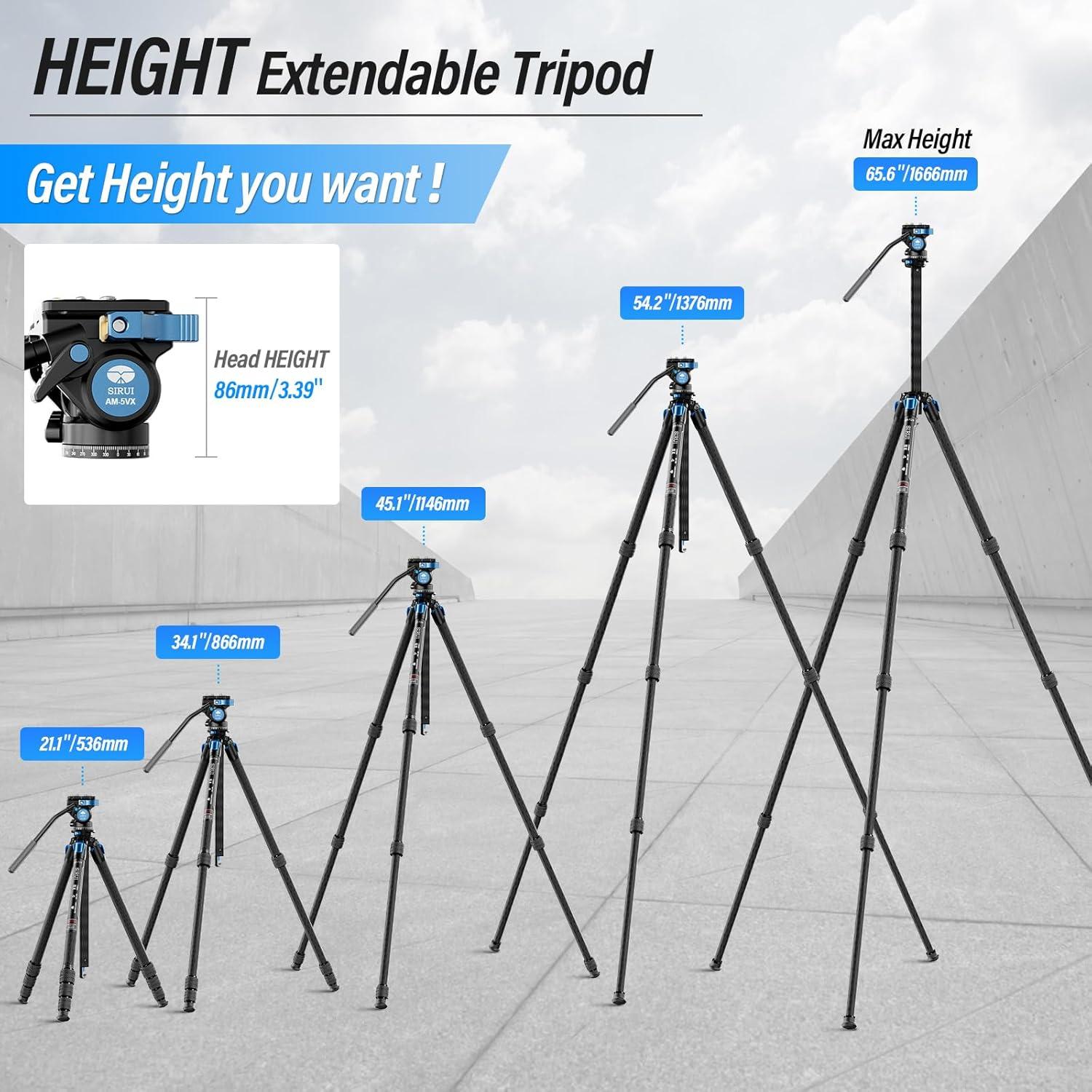 Trípode de Fibra de Carbono SIRUI AM-124 con Cabezal Fluido