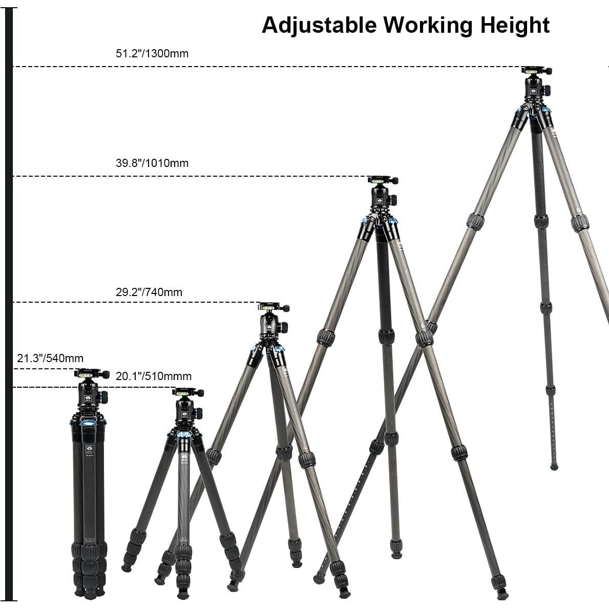 SIRUI AM-284 Camera Tripod Carbon Fiber Professional Tripod with K20X Ball Head Load 55lb (AM-284+K20X)