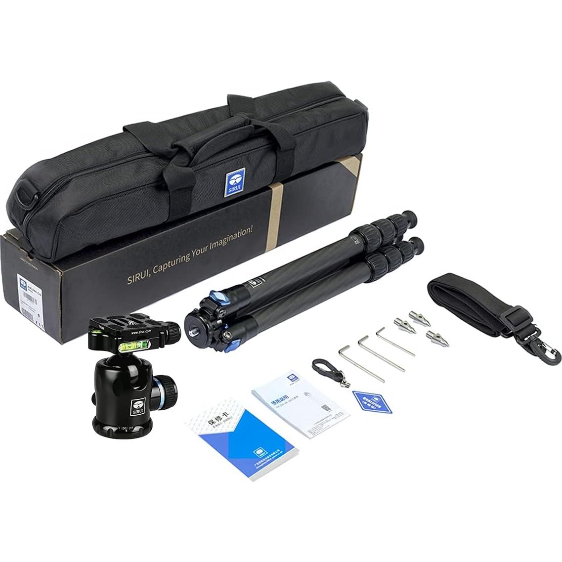 SIRUI AM-284 Camera Tripod Carbon Fiber Professional Tripod with K20X Ball Head Load 55lb (AM-284+K20X)