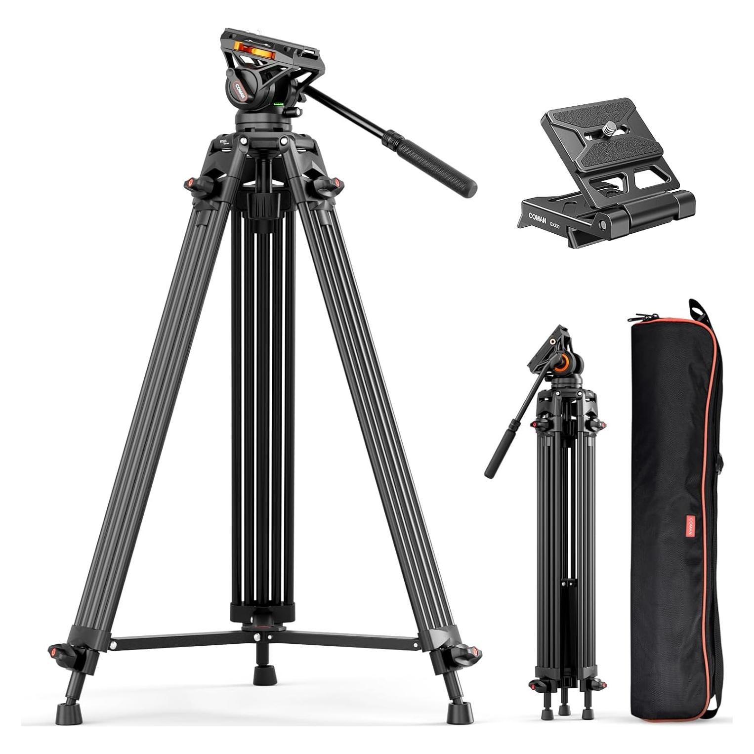 Trípode de Video COMAN FT16LS 190 cm con Cabezal Fluido Q6