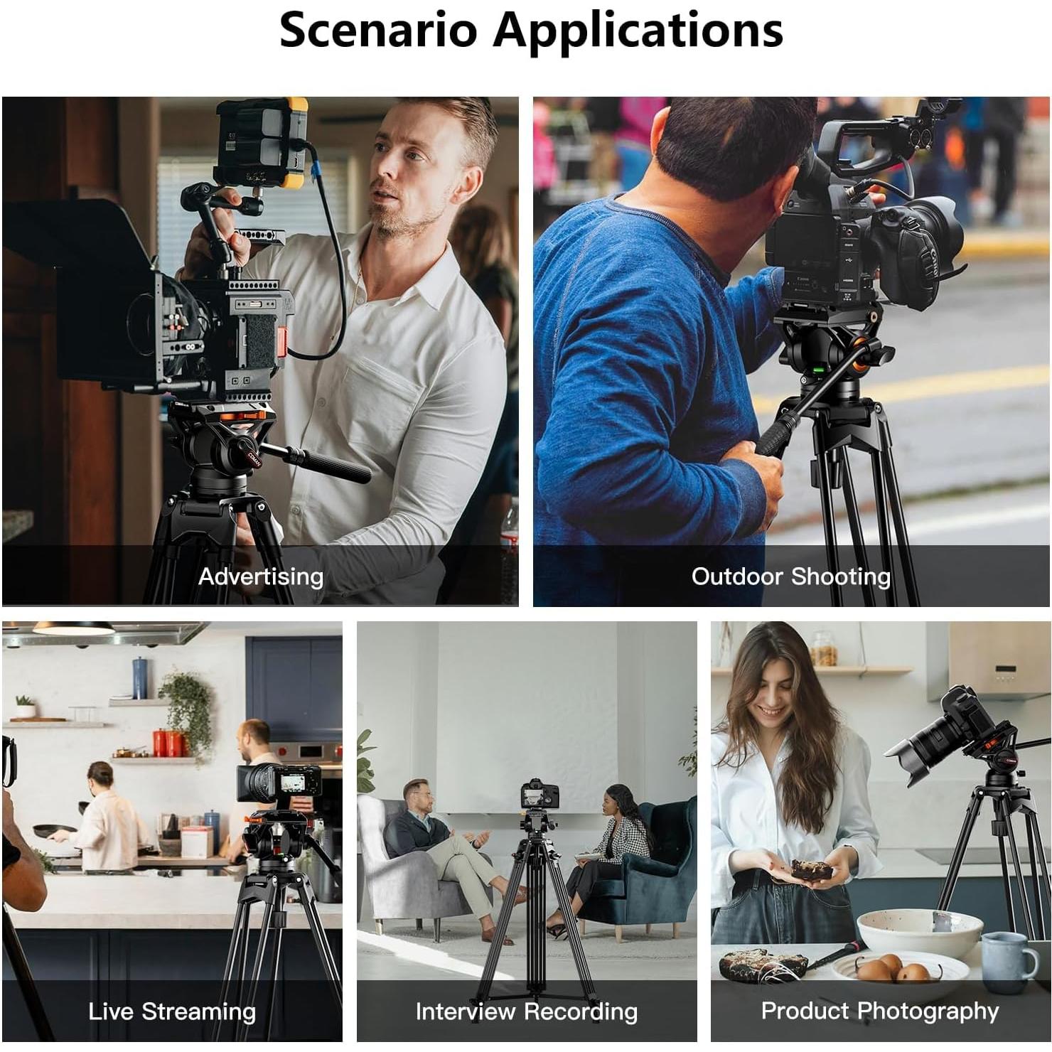 Trípode de Video COMAN FT16LS 190 cm con Cabezal Fluido Q6