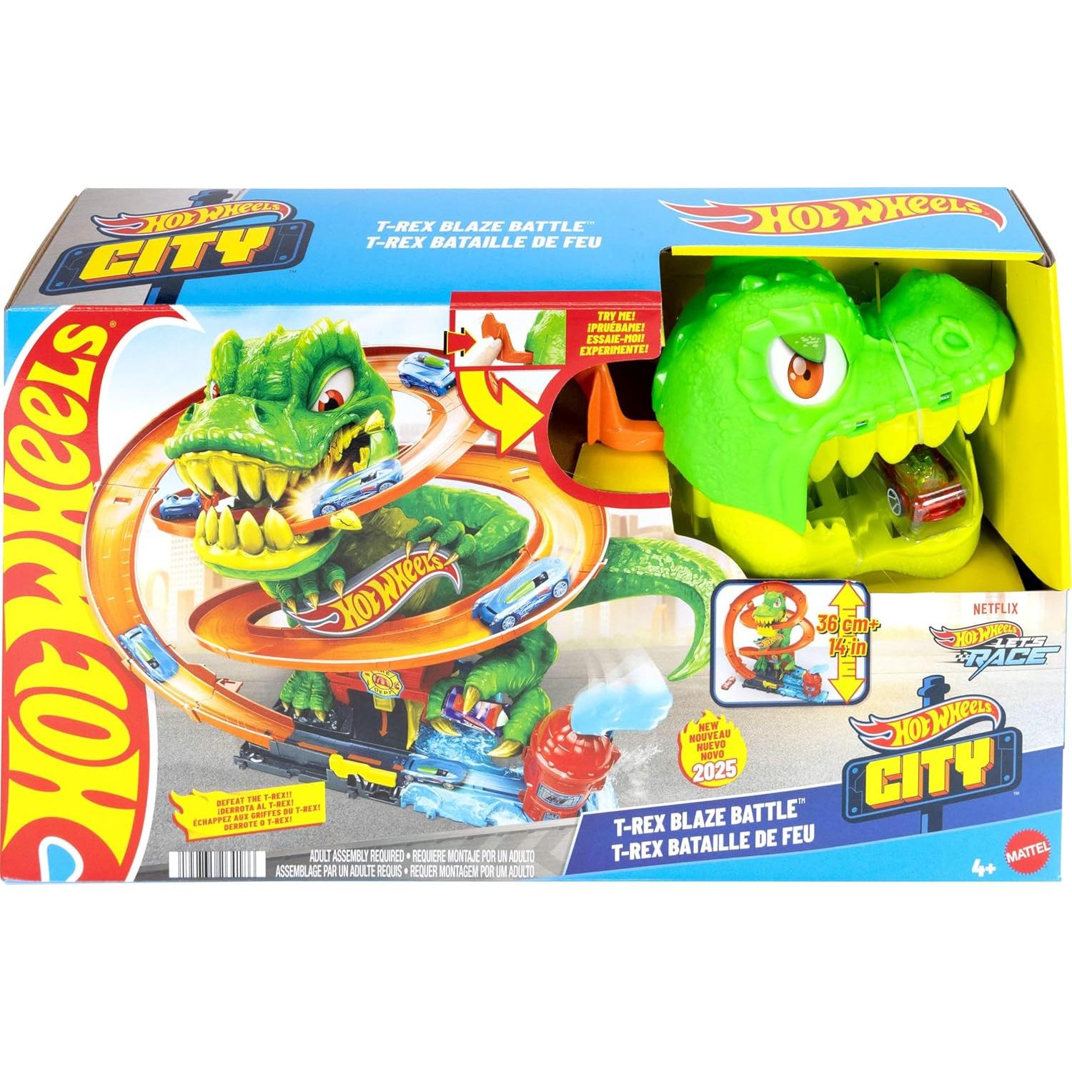 Juego de Pista Hot Wheels T-Rex Blaze 1:64 45,72 cm