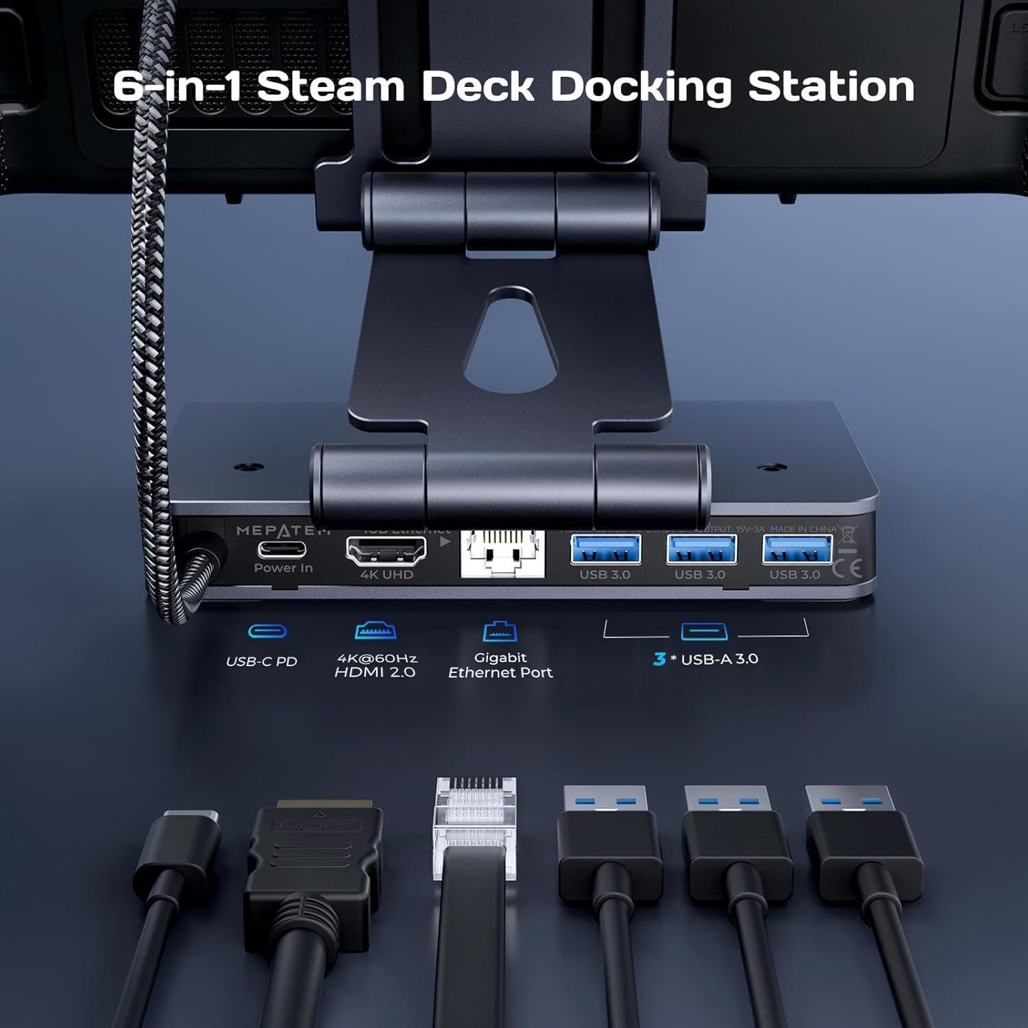 Dock 6-en-1 MEPATEM para Steam Deck OLED - HDMI 4K, 100W