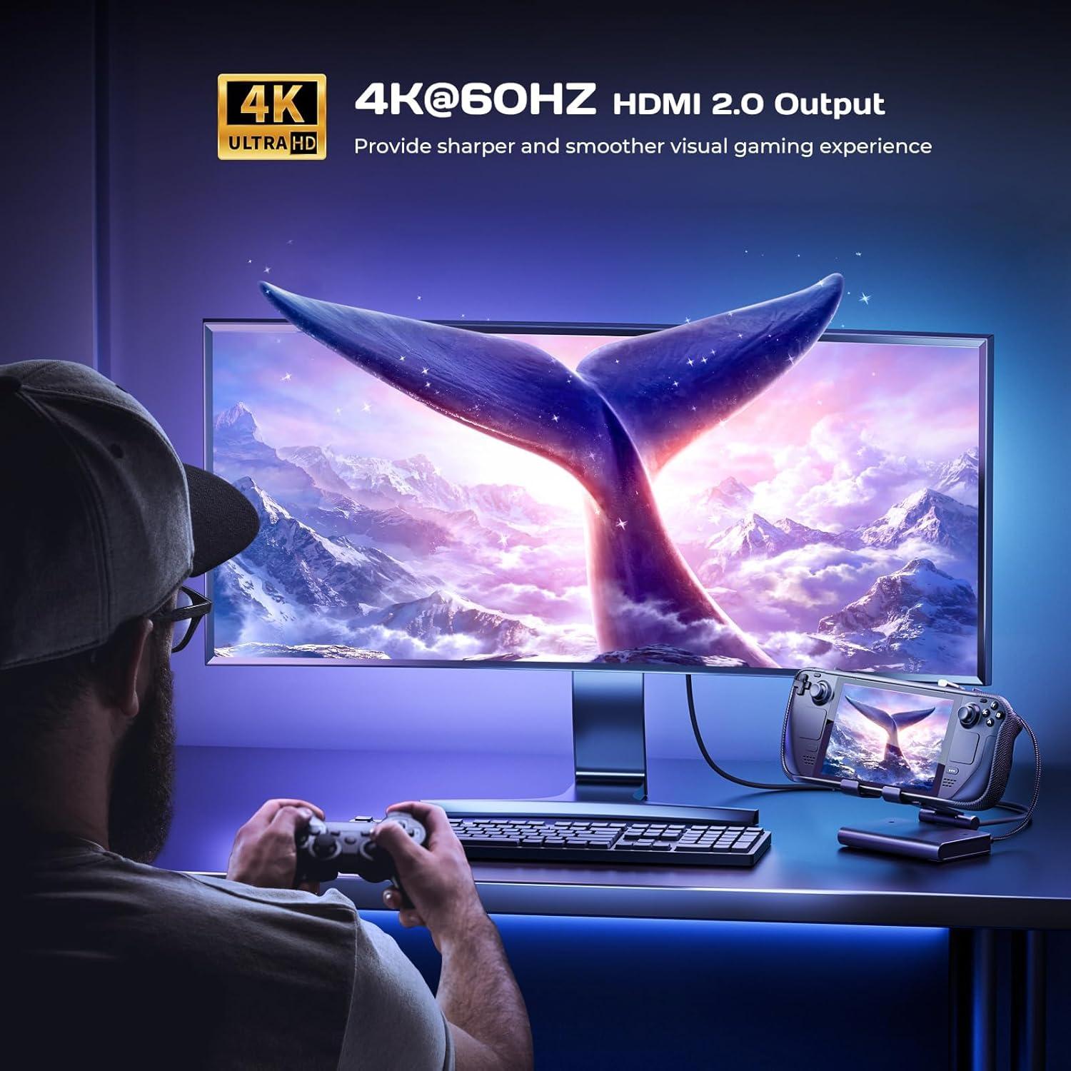 Dock 6-en-1 MEPATEM para Steam Deck OLED - HDMI 4K, 100W