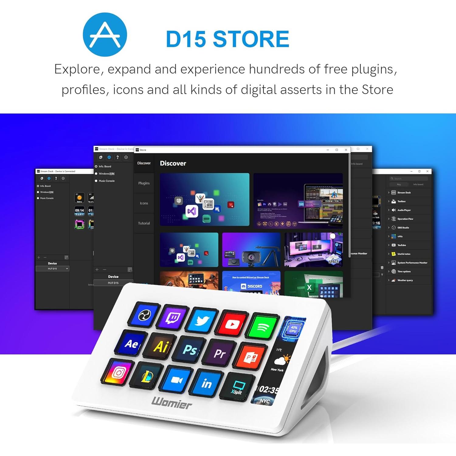 Controlador de Transmisión D15 COSTOM con 15 Teclas LCD Personalizables