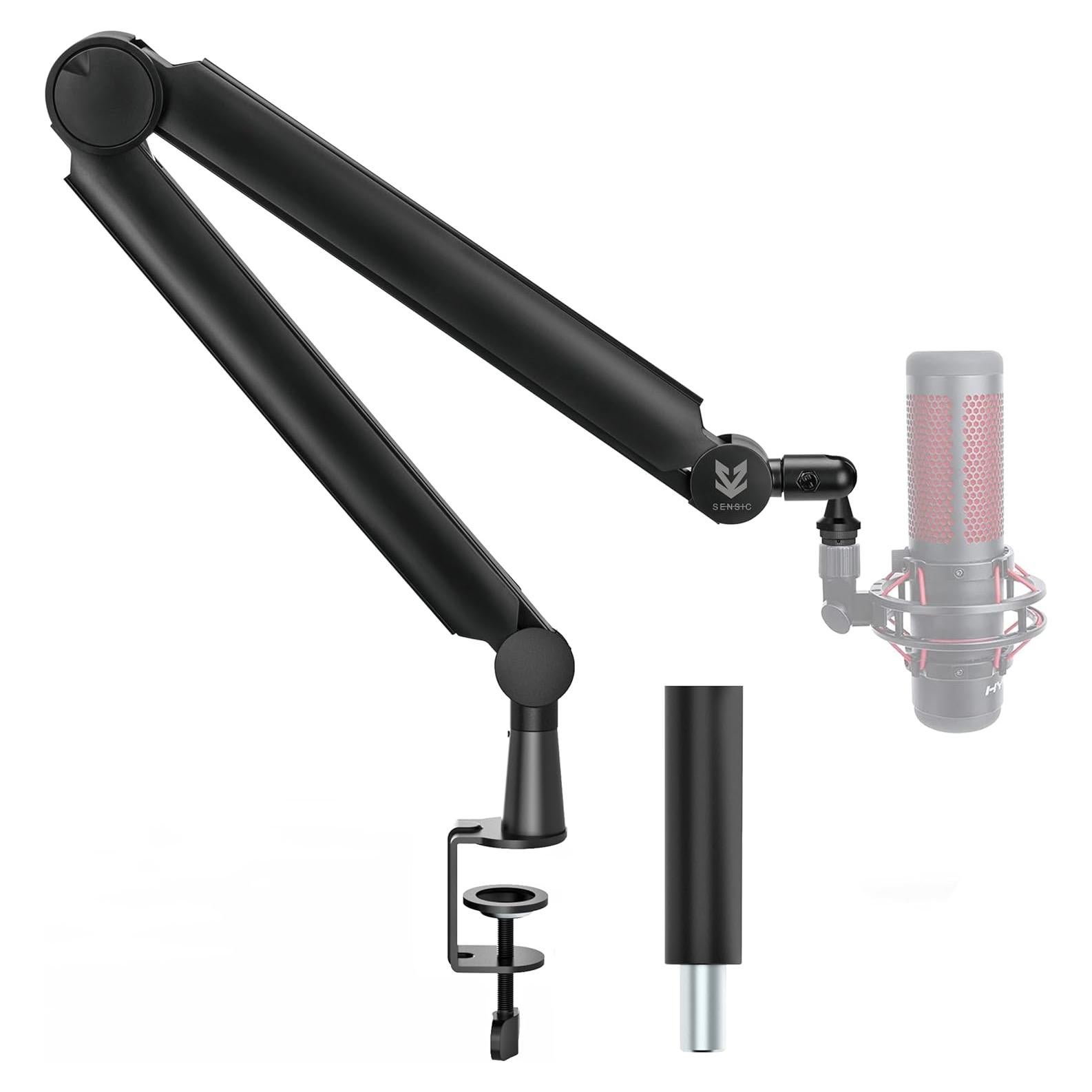 Brazo de Micrófono SA-30 Negro con Elevador 15 cm y Adaptadores