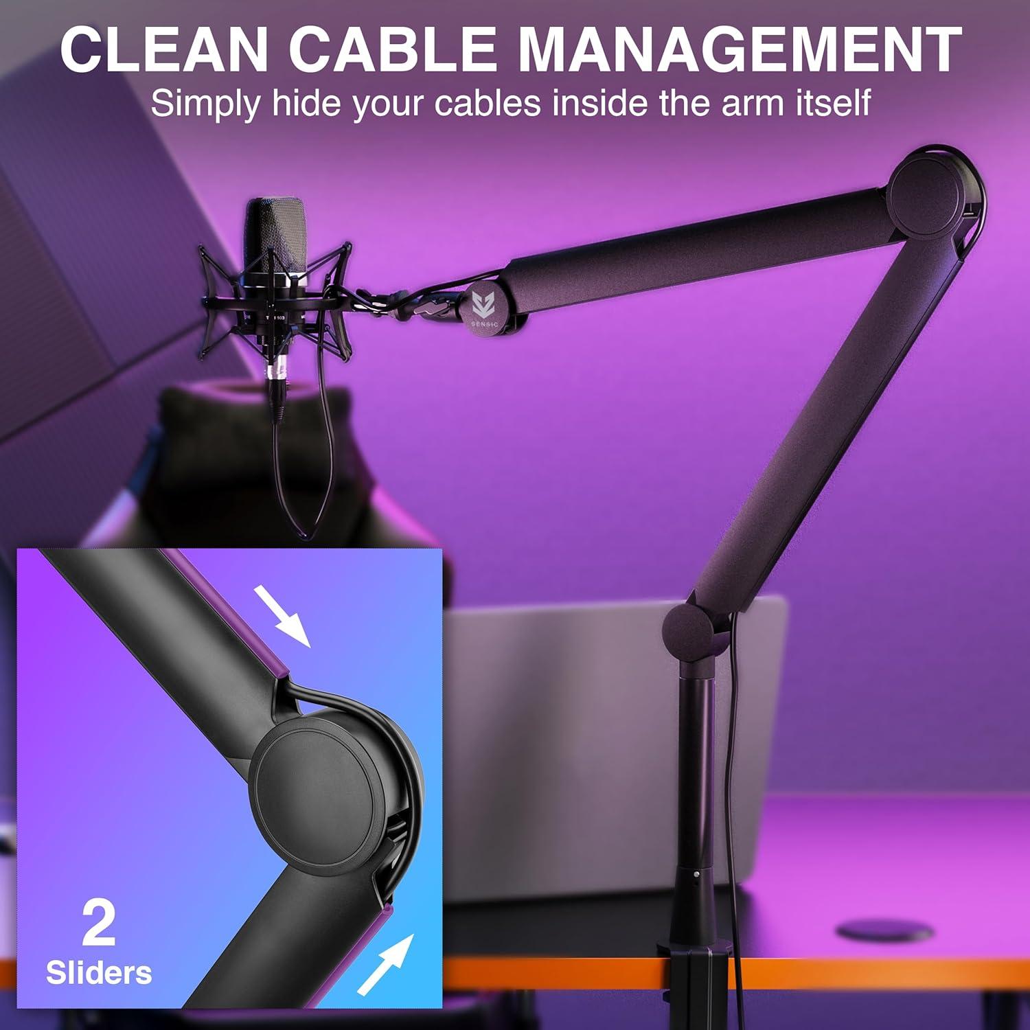 Brazo de Micrófono SA-30 Negro con Elevador 15 cm y Adaptadores