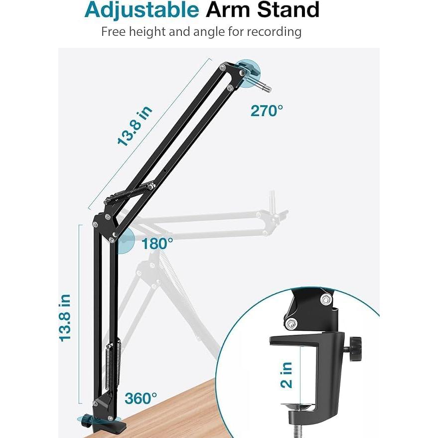 Soporte de Micrófono Boom IJESA para Blue Yeti y más, Negro