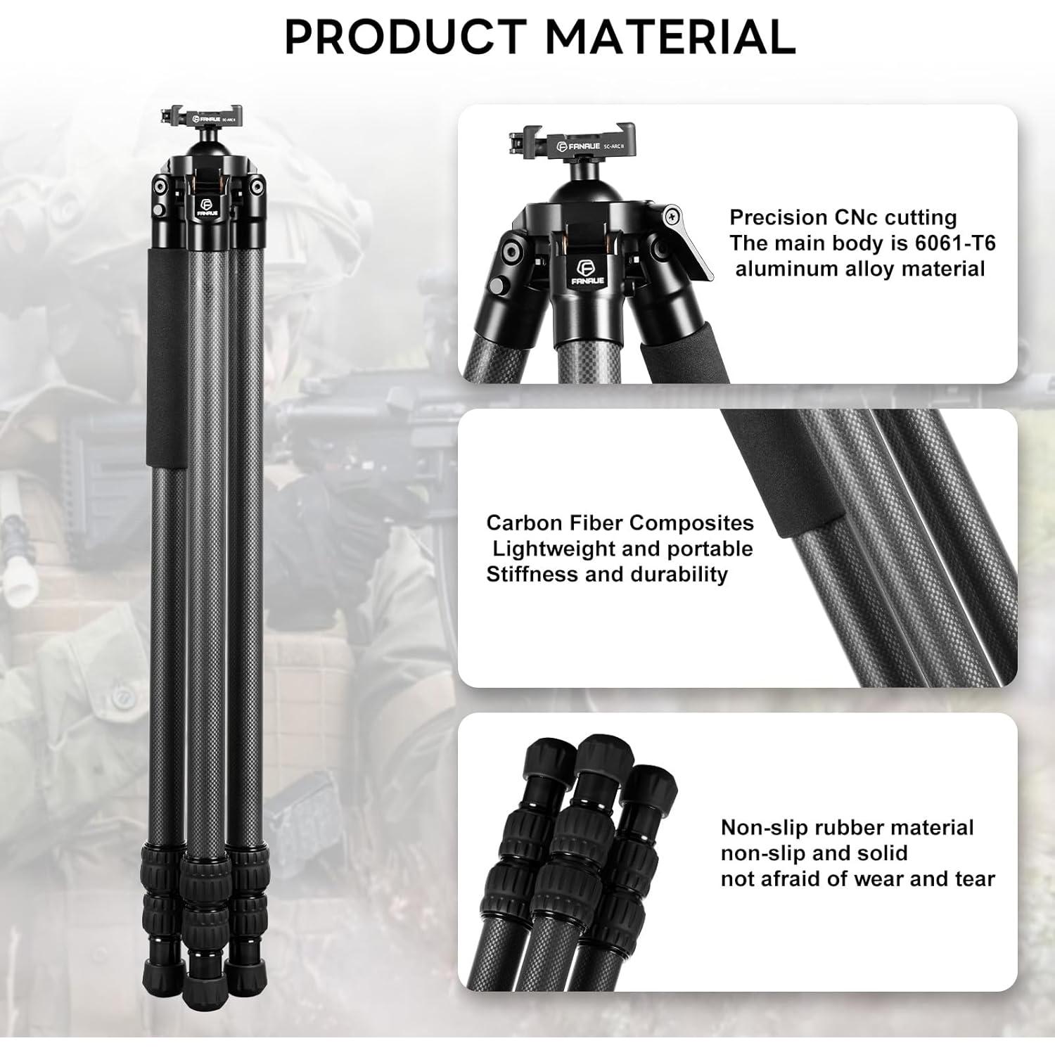 Trípode de fibra de carbono Fanaue HT-2830-30 para caza