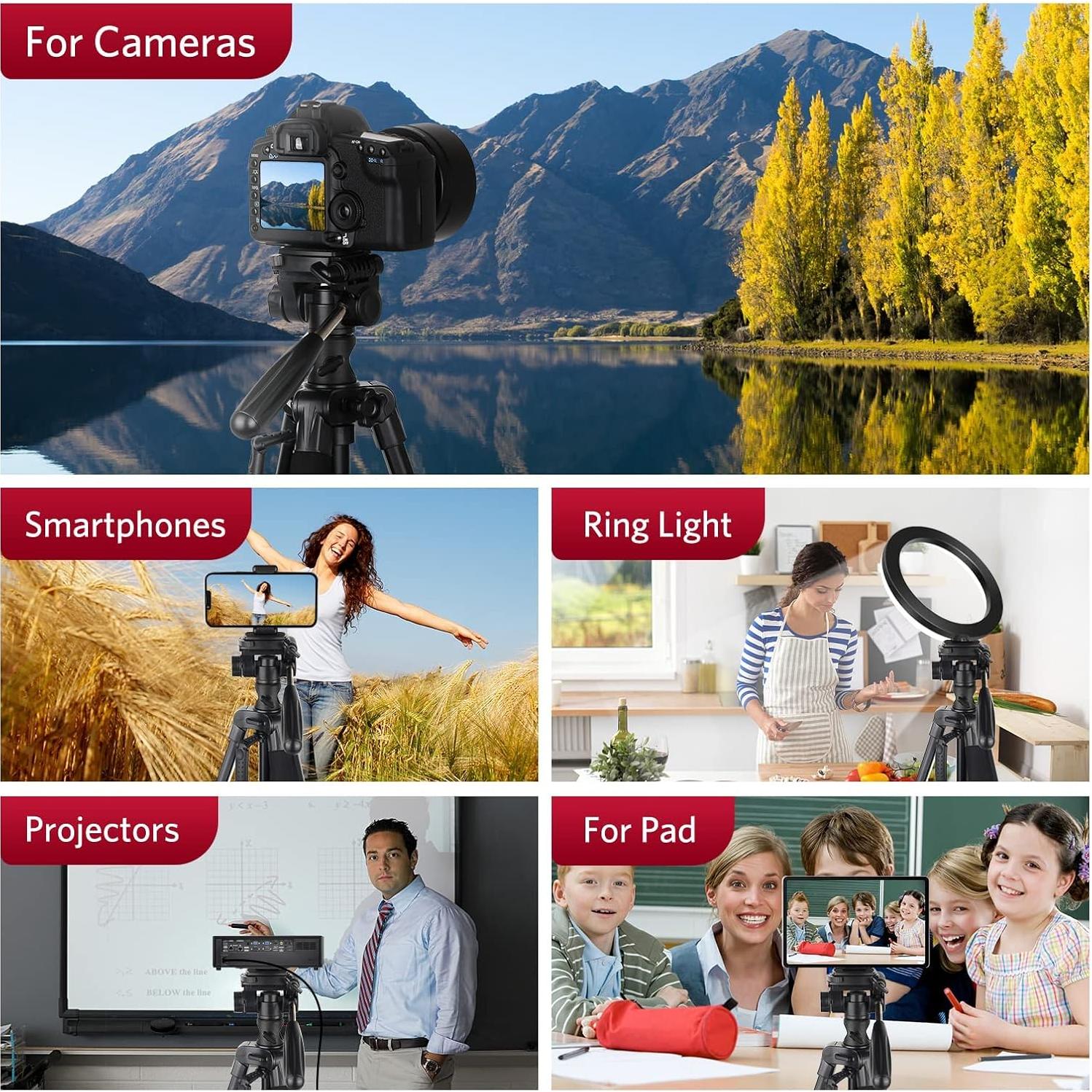 Trípode Profesional EVUMO HF3 para Cámara y Teléfono 65.7"