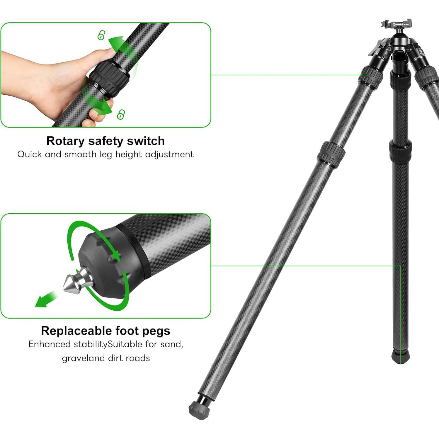 Trípode de caza FANAUE HTC-4030-45 fibra de carbono 2.61 kg