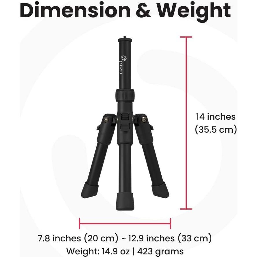 Pivo 63" Extendable Cell Phone & Camera Tripod with Sturdy, Lightweight, Portable, Foldable Stand for Video Recording with Universal 1/4"" Thread for DSLR, Smartphone, Action Camera & Pivo Pods