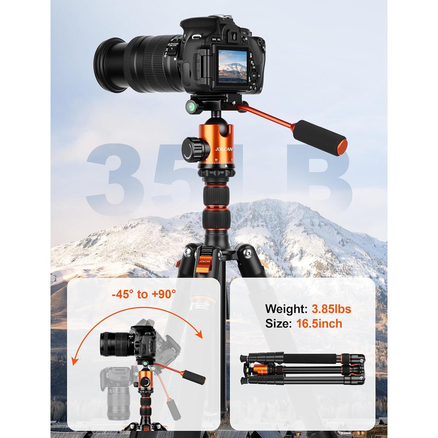 Trípode JOILCAN 83" Aluminio para Cámara DSLR y Monopod