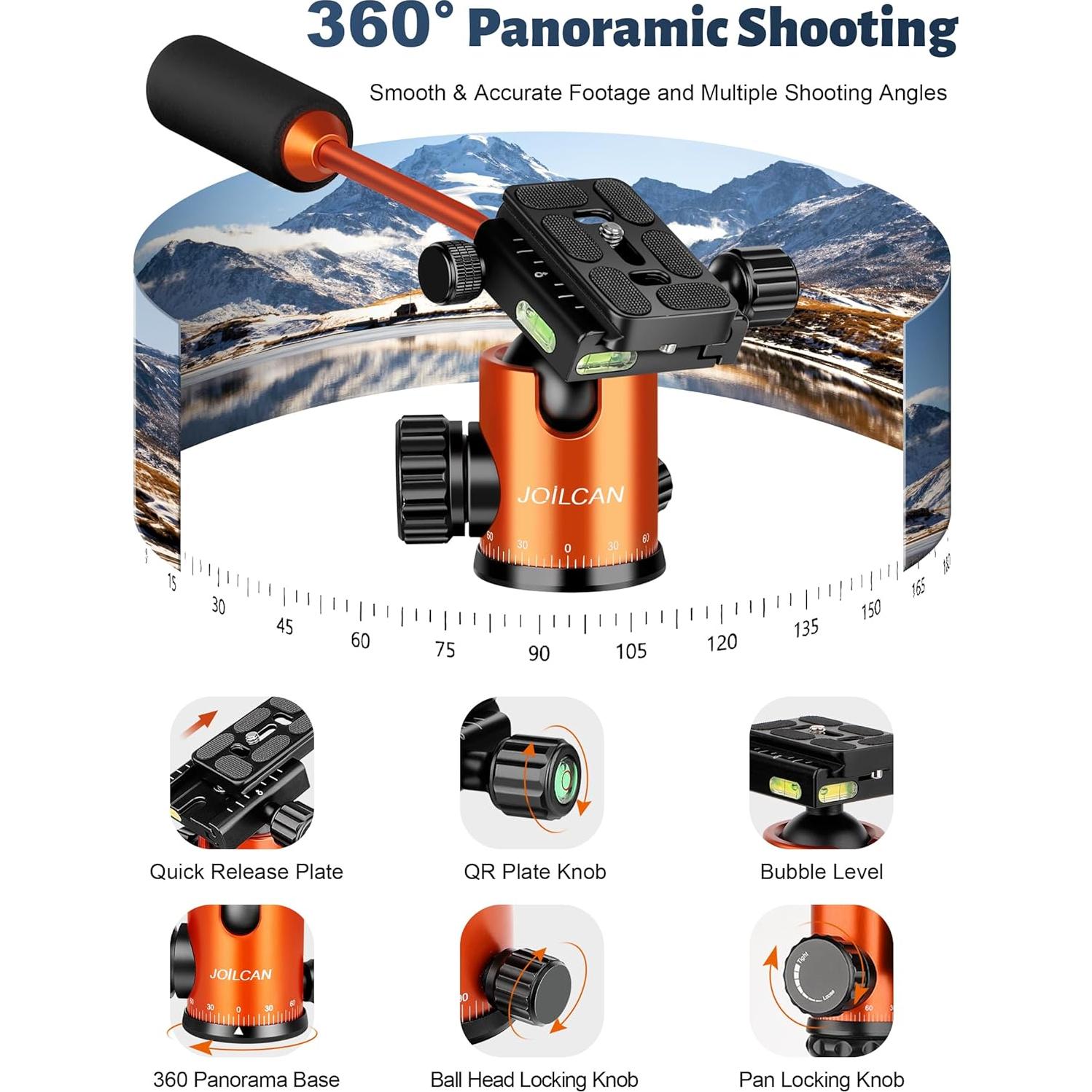 Trípode JOILCAN 83" Aluminio para Cámara DSLR y Monopod