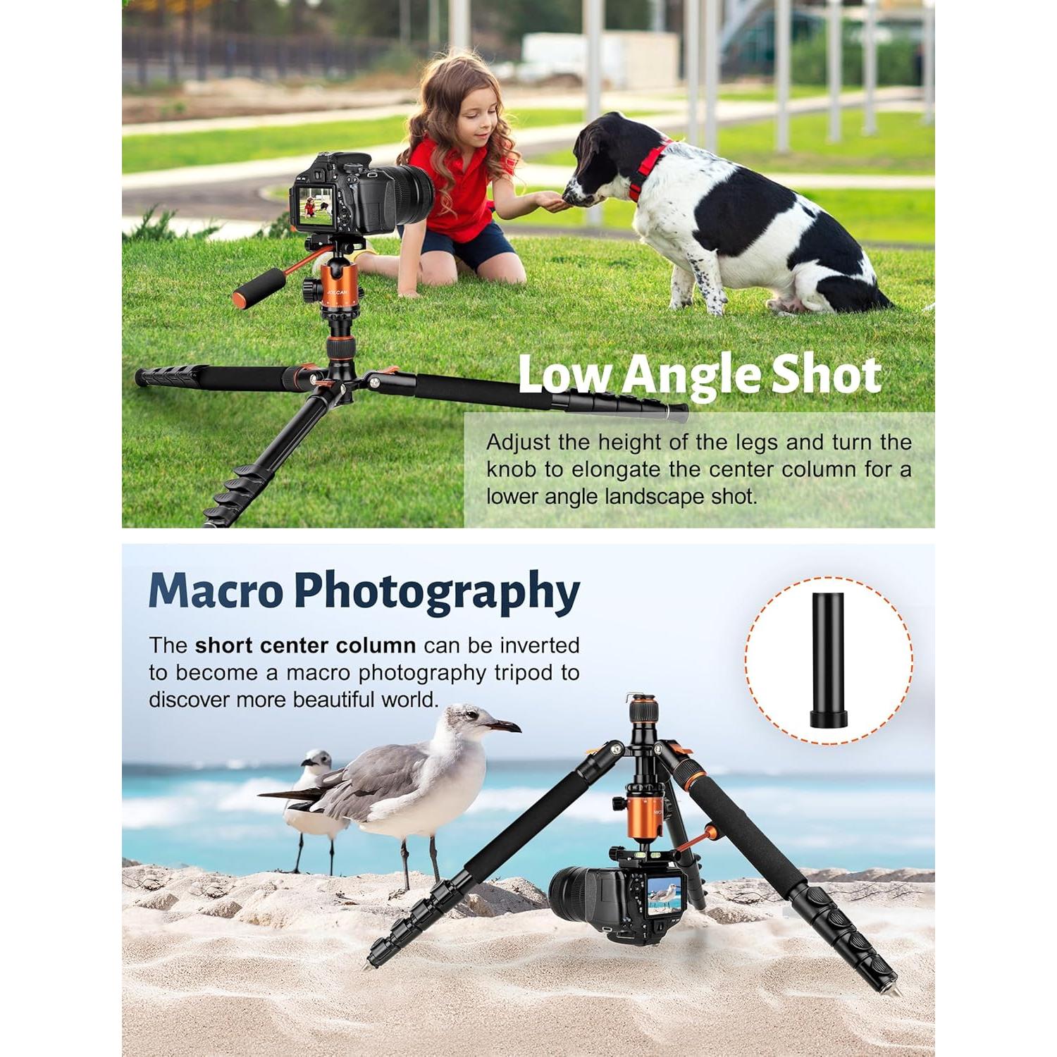 Trípode JOILCAN 83" Aluminio para Cámara DSLR y Monopod