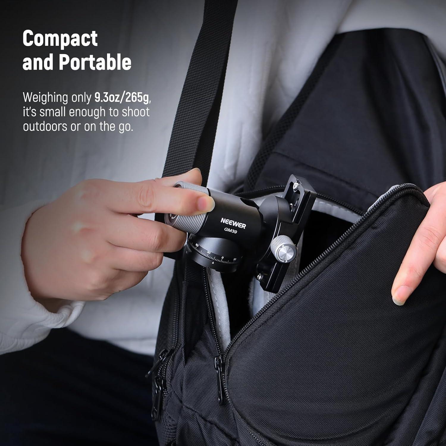 Cabezal de Trípode NEEWER GM39 Pan 360° Inclinación 90° Metal