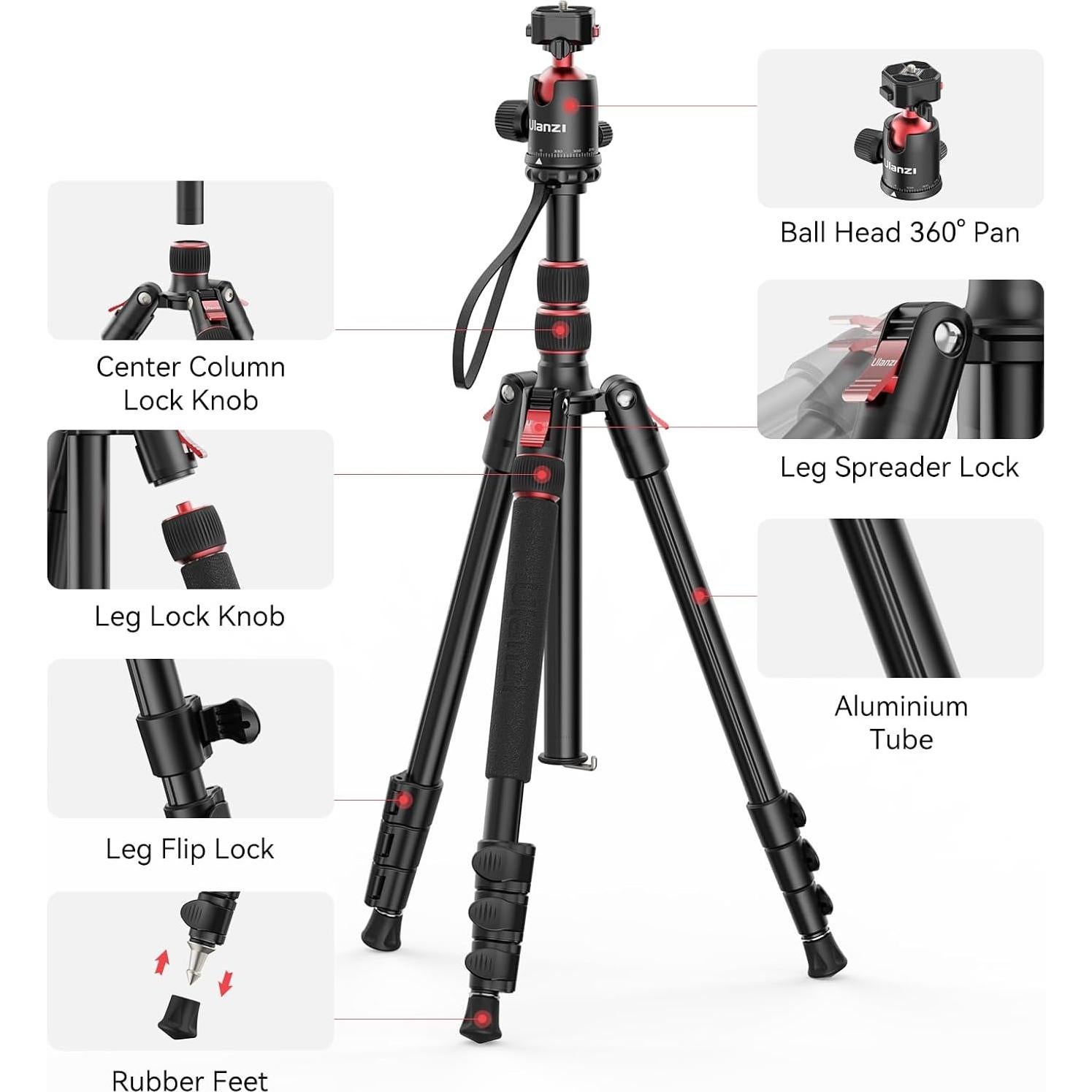 Trípode ULANZI TT31 Plegable 2 en 1 Monopie 60-184 cm