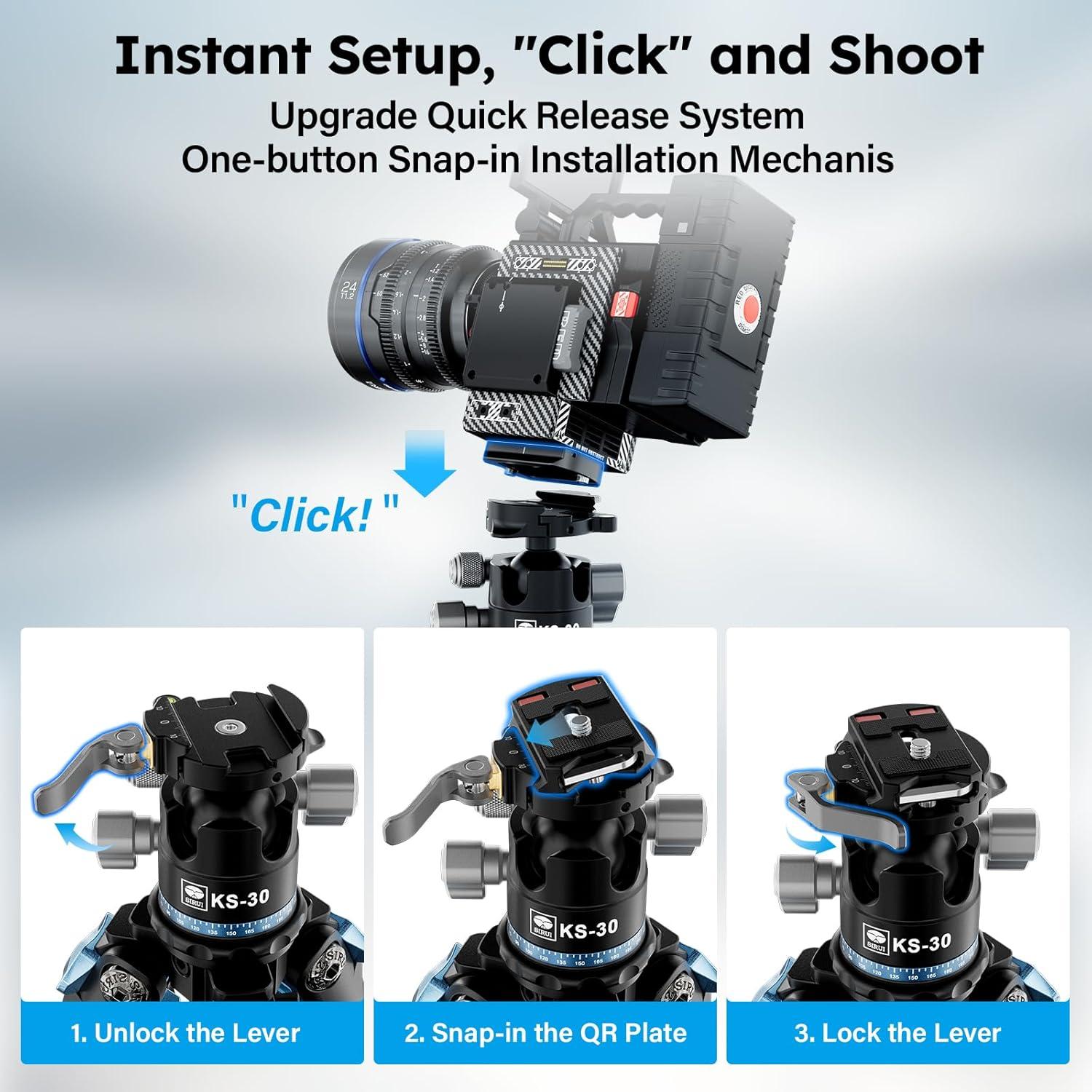 Trípode Profesional SIRUI AM-284+KS-30 Fibra de Carbono 1.68kg