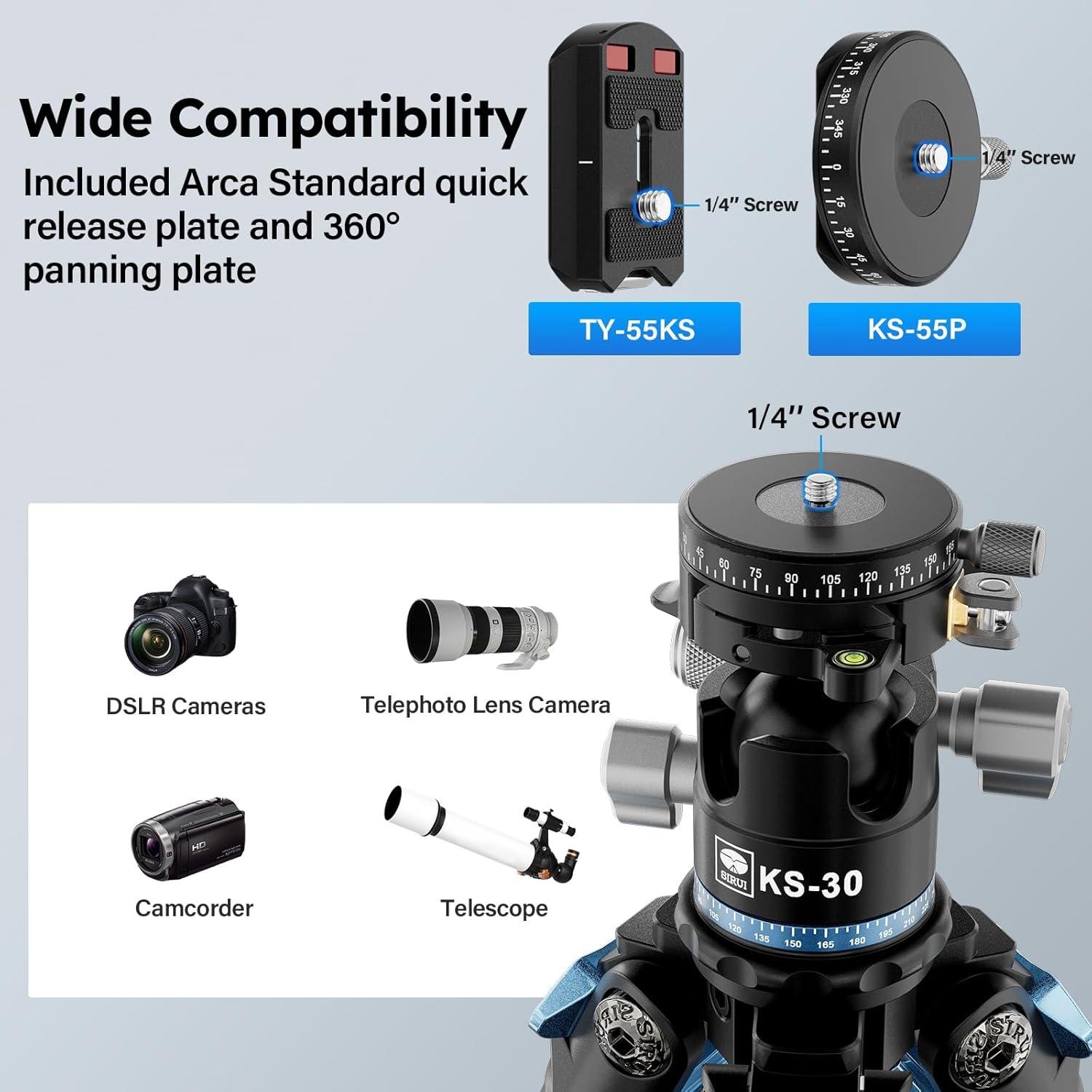 Trípode Profesional SIRUI AM-284+KS-30 Fibra de Carbono 1.68kg