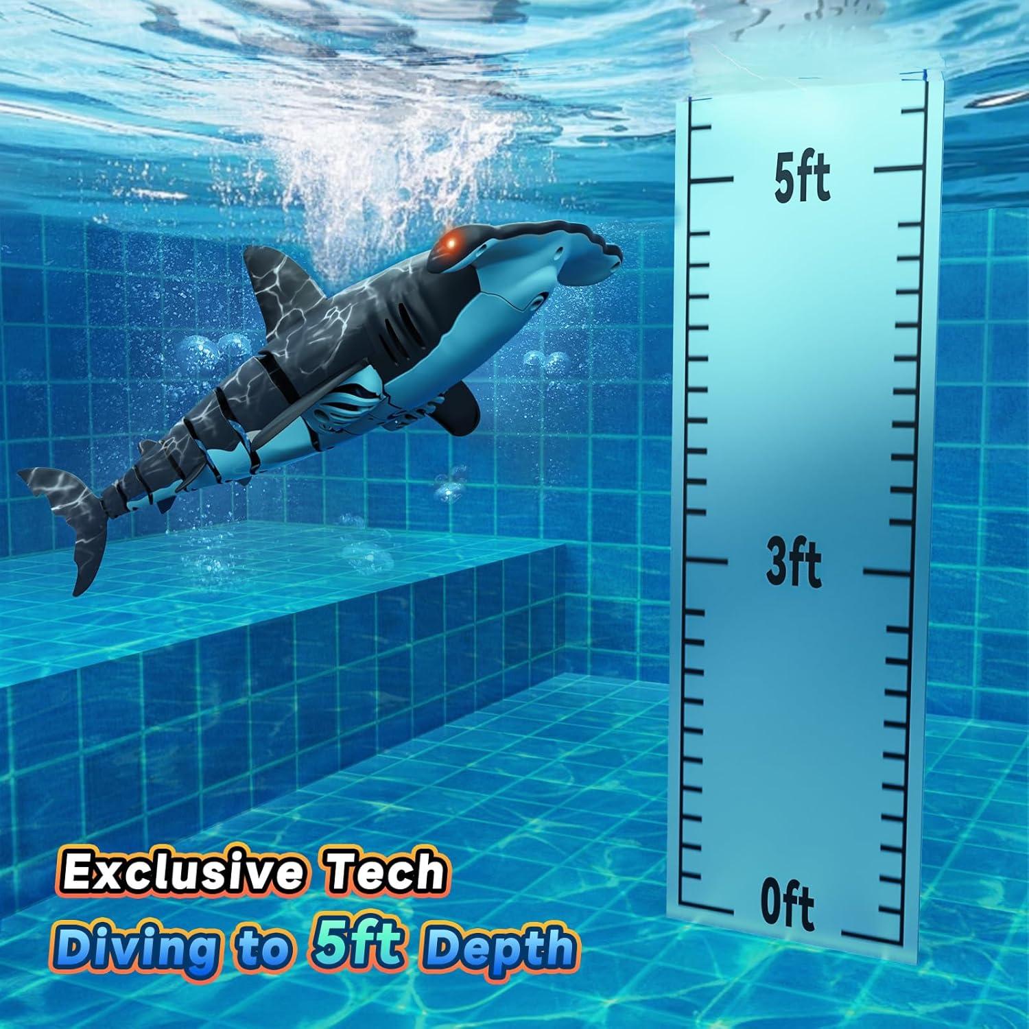 Tiburón Control Remoto Fygurso 35 cm Impermeable Gris