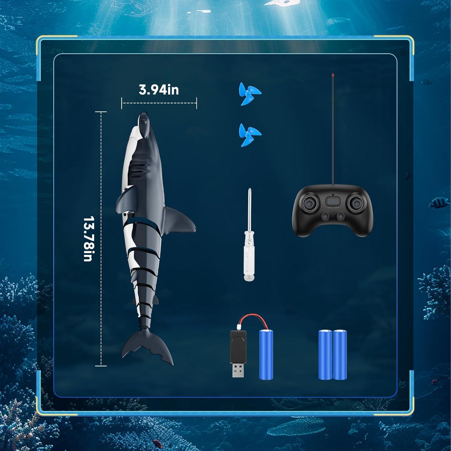 Tiburón Control Remoto Fygurso 35 cm Impermeable Gris