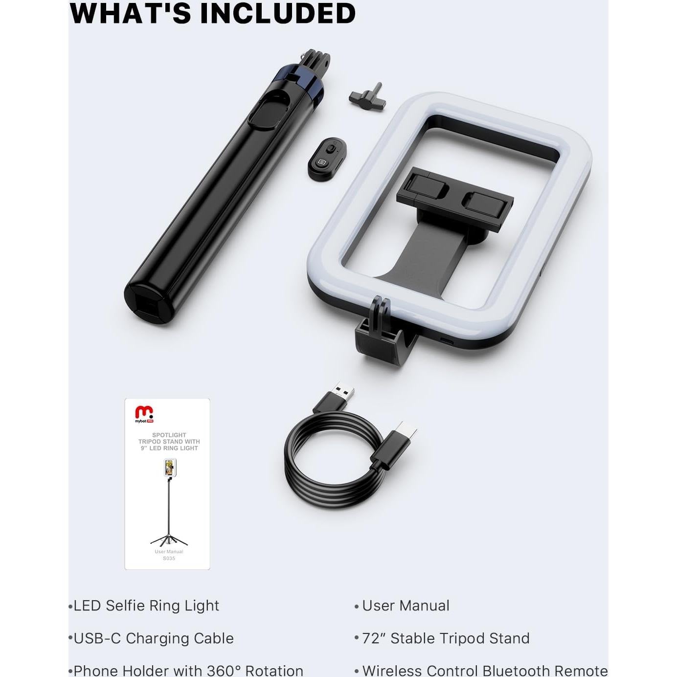 Luz de Anillo Selfie M MYBAT PRO con Trípode 182.88 cm