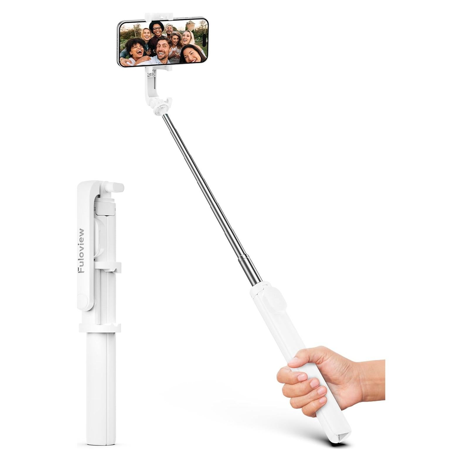Trípode Selfie Stick Fuloview 67 cm con Control Remoto Blanco