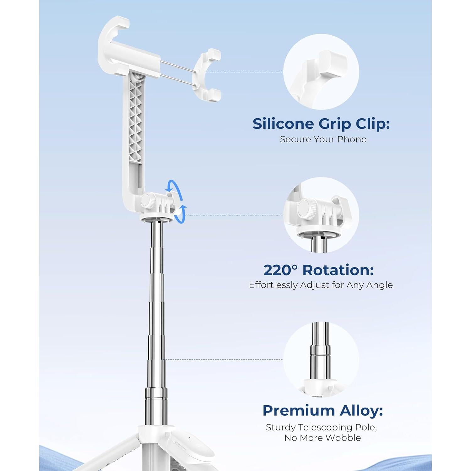 Trípode Selfie Stick Fuloview 67 cm con Control Remoto Blanco