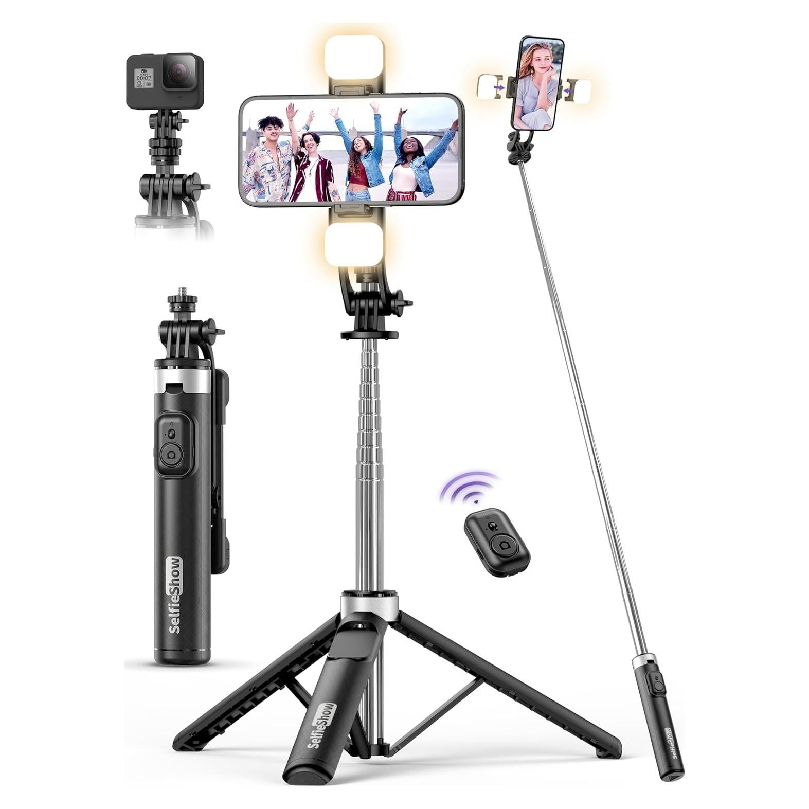 Trípode para Selfie SelfieShow 135cm con Luz y Control Remoto