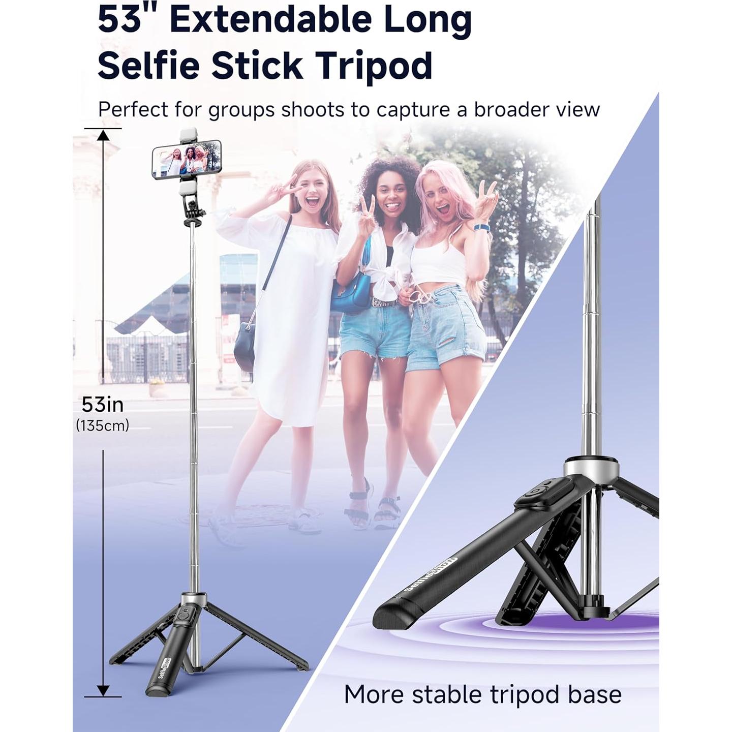 Trípode para Selfie SelfieShow 135cm con Luz y Control Remoto