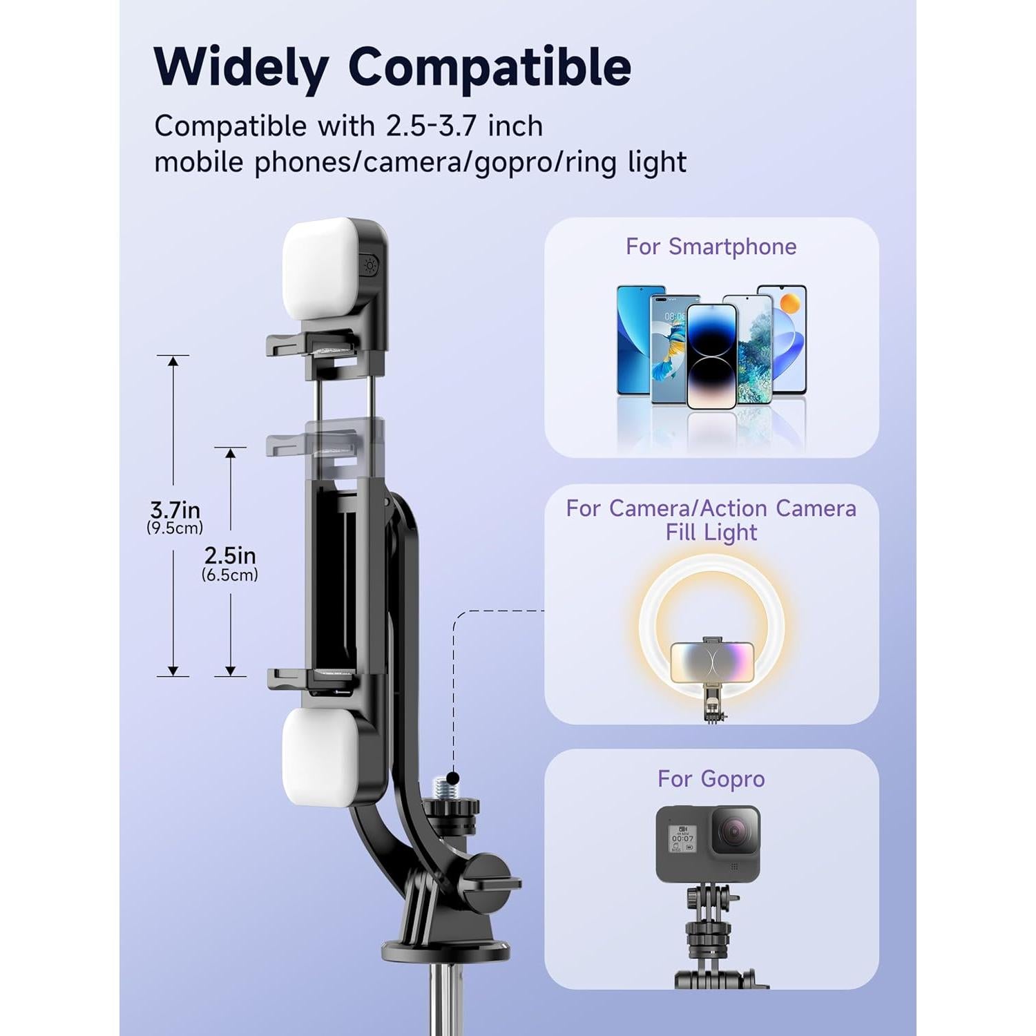 Trípode para Selfie SelfieShow 135cm con Luz y Control Remoto