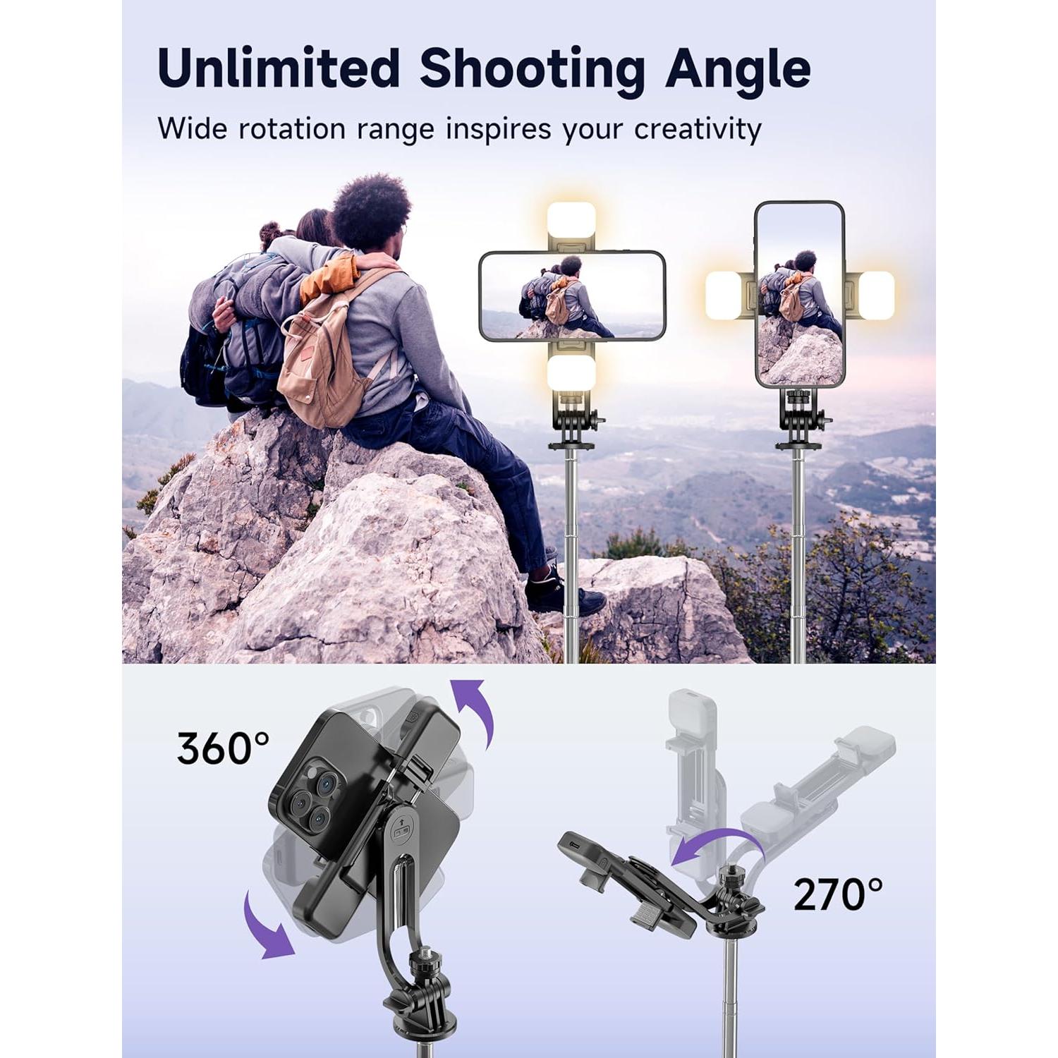 Trípode para Selfie SelfieShow 135cm con Luz y Control Remoto