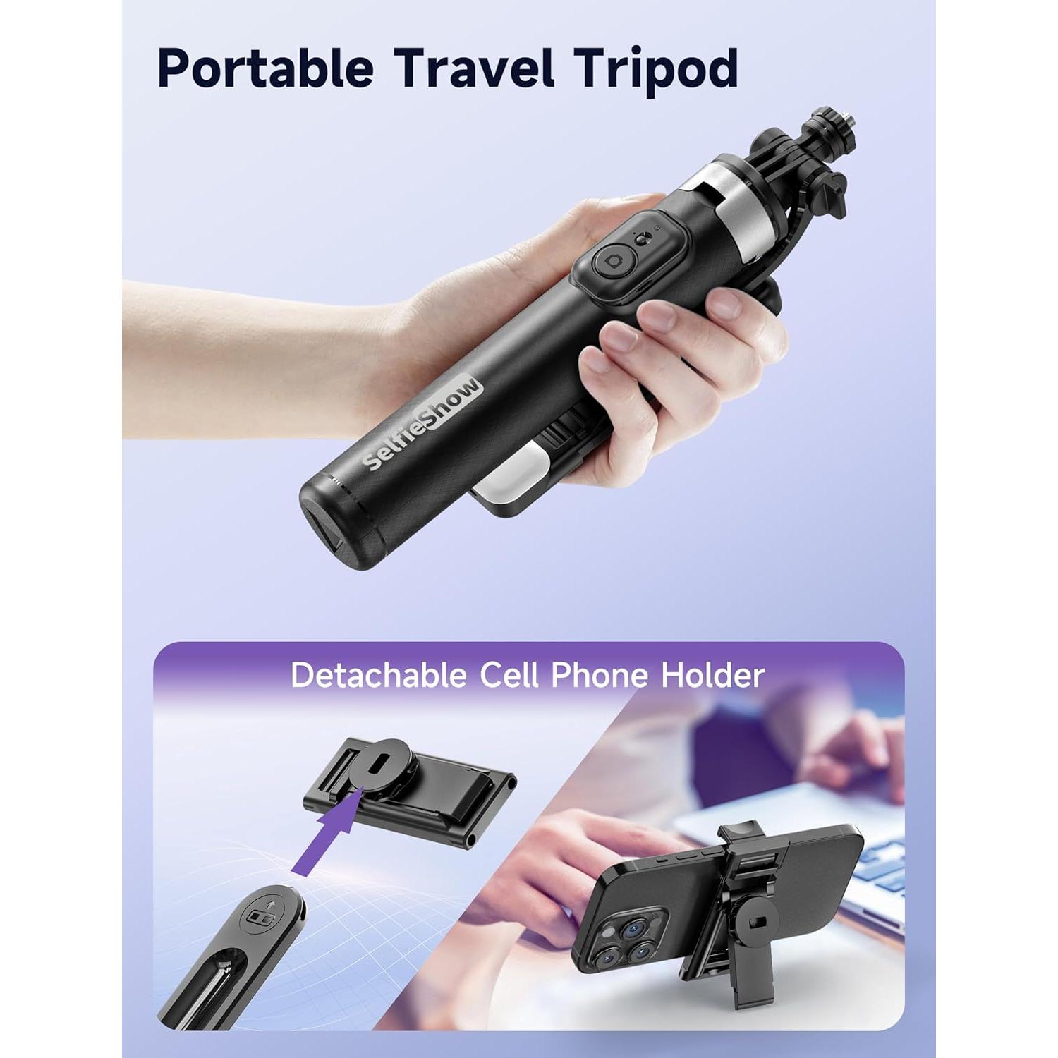 Trípode para Selfie SelfieShow 135cm con Luz y Control Remoto