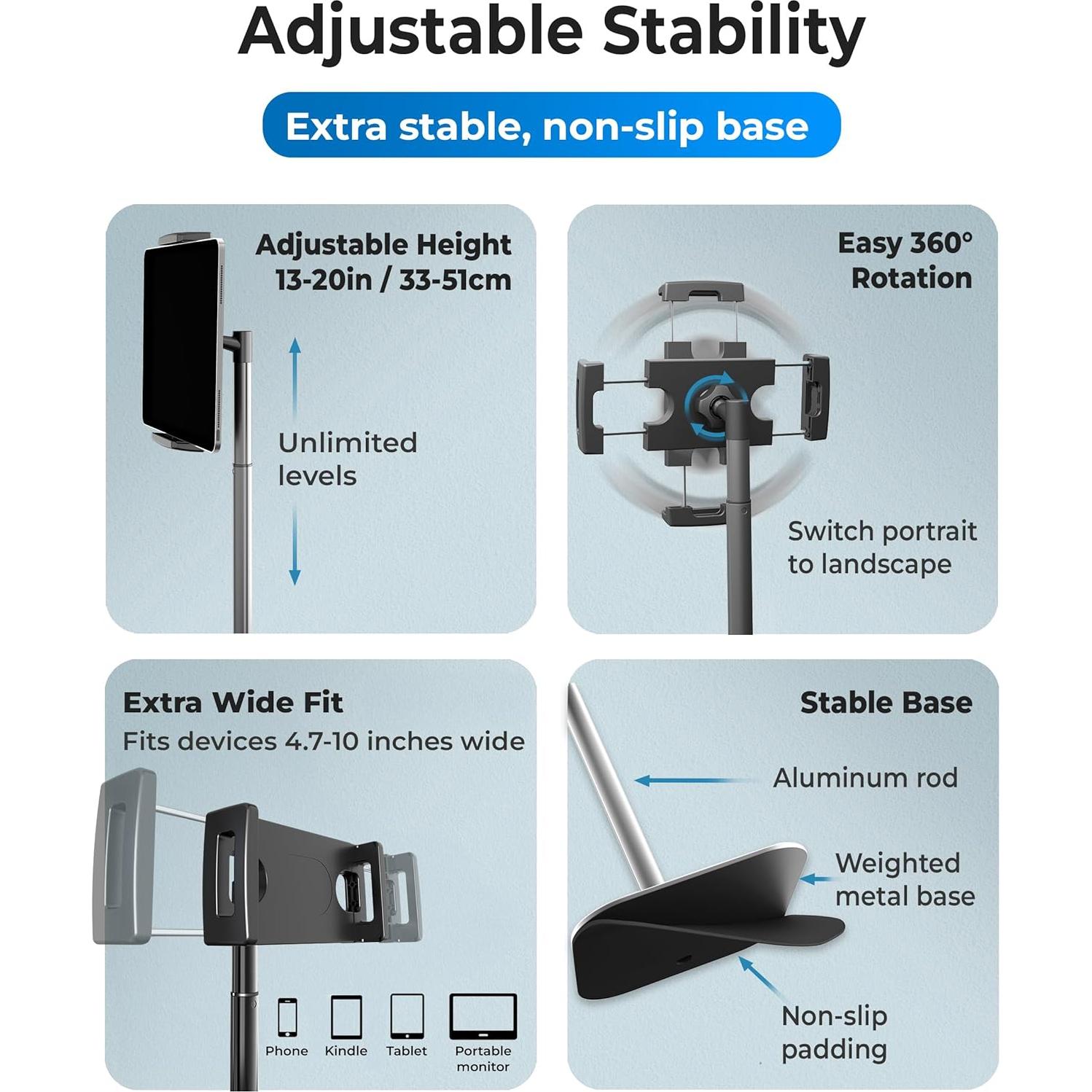 Soporte Ajustable para iPad Cooper TabStand Negro Noche 30 cm