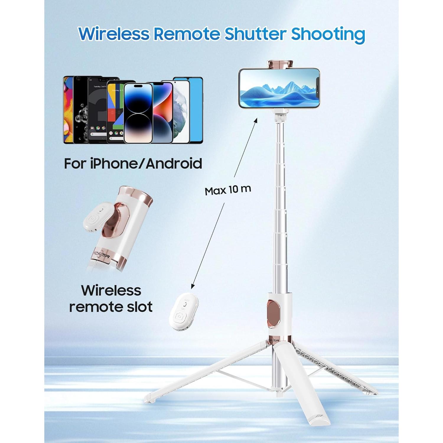 Trípode para Selfie ACKIMA DP09 Blanco Ajustable 32.5-170.2 cm