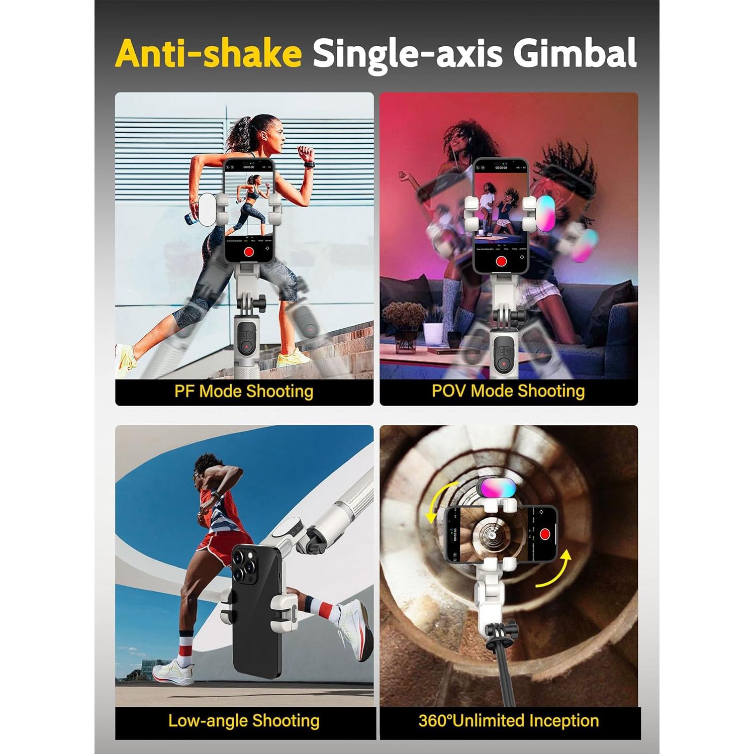 Trípode Automático AOCHUAN M2Pro Blanco con Luz RGB y Control Remoto