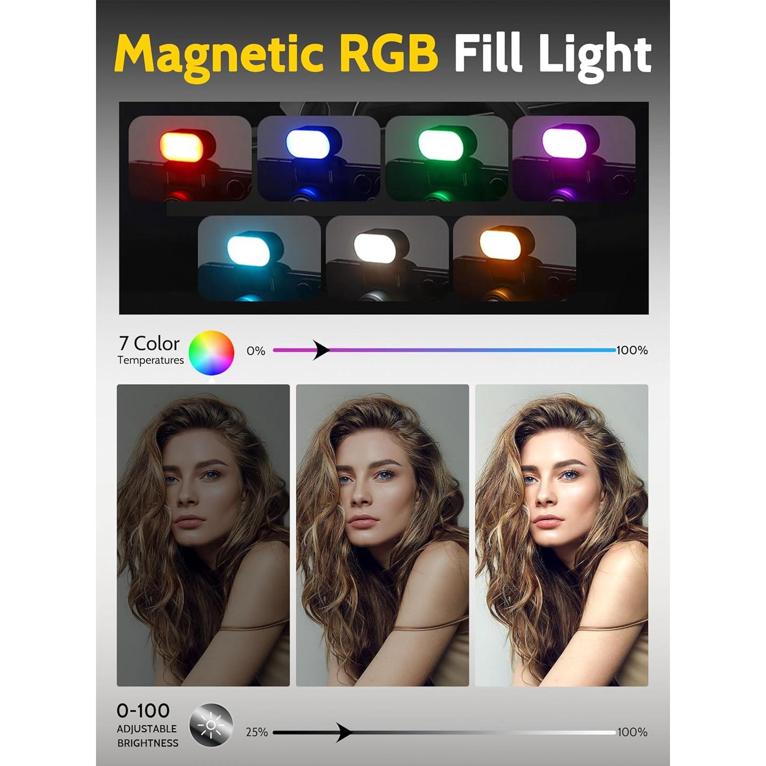 Trípode Automático AOCHUAN M2Pro Blanco con Luz RGB y Control Remoto