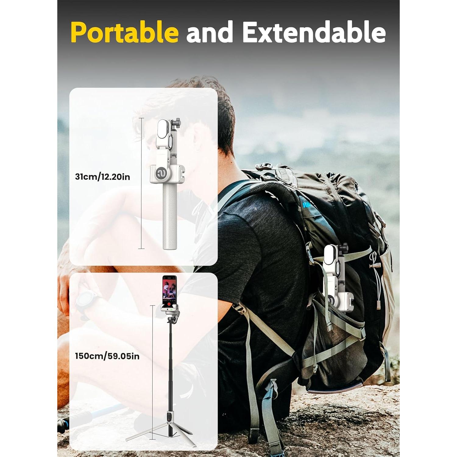 Trípode Automático AOCHUAN M2Pro Blanco con Luz RGB y Control Remoto