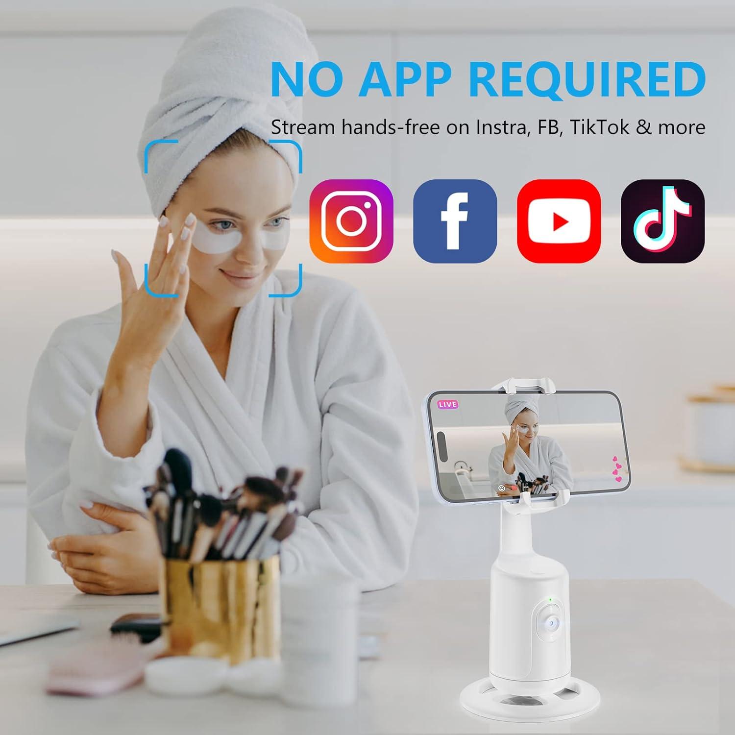 Trípode Automático de Seguimiento Facial Yangoakmm 360° Blanco