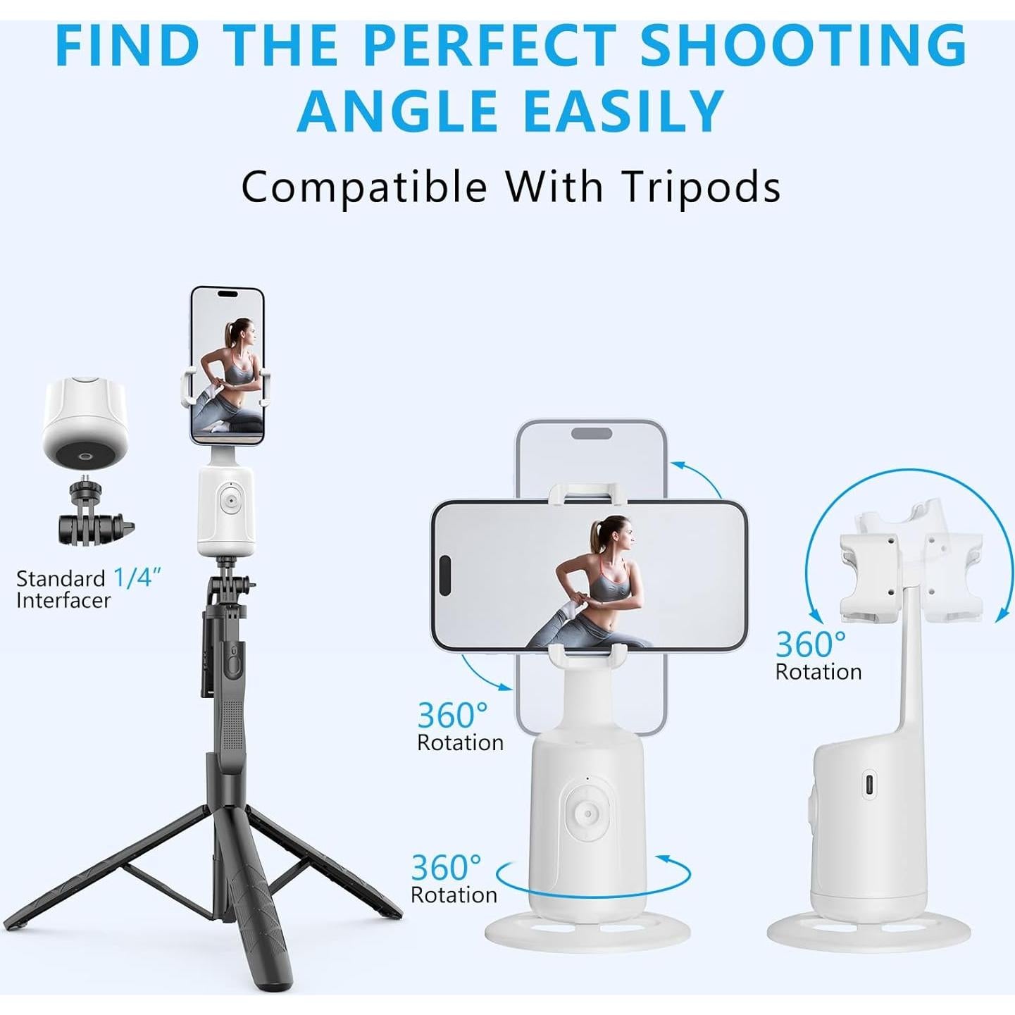 Trípode Automático de Seguimiento Facial Yangoakmm 360° Blanco