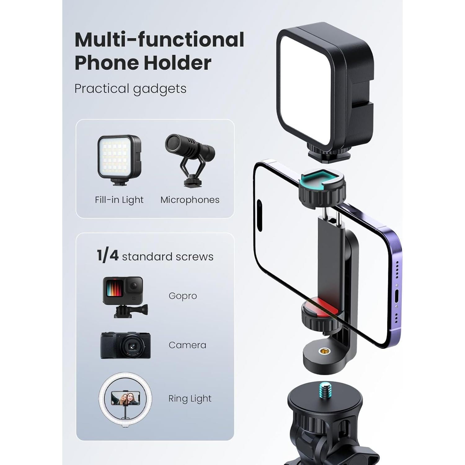 Soporte de trípode para teléfono Yumazla con clip ajustable