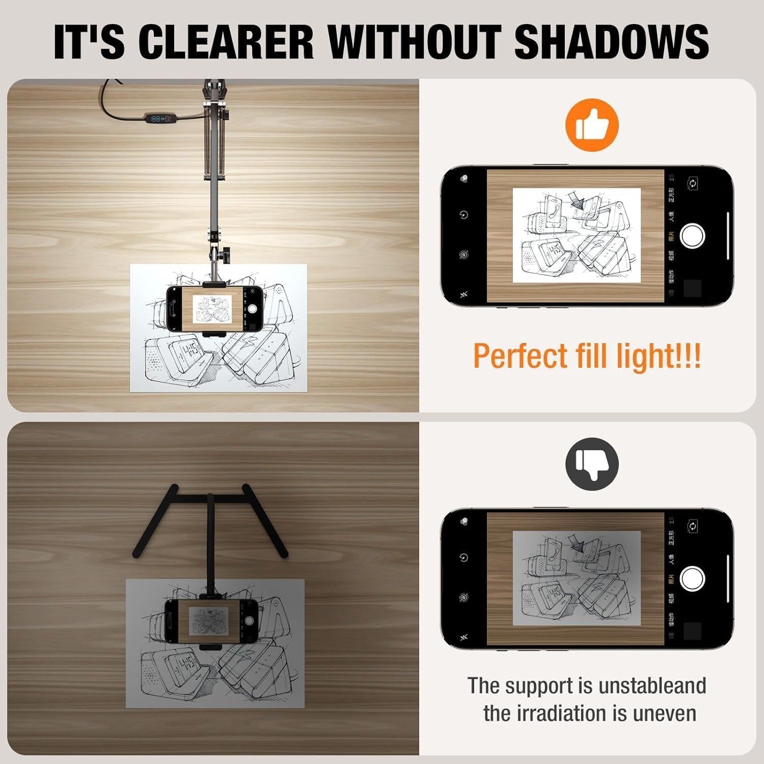 Soporte de Teléfono de Sobremesa LJINGE con Luz LED USB