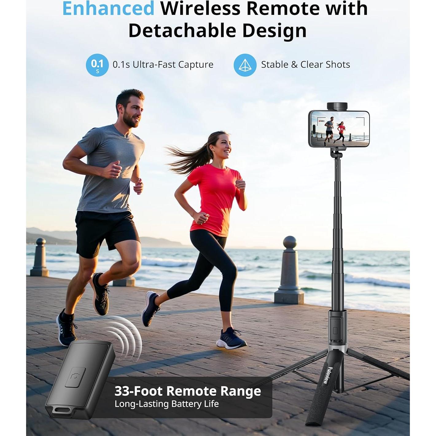 Trípode de Viaje Fuloview con Selfie Stick 152.4 cm Control Remoto