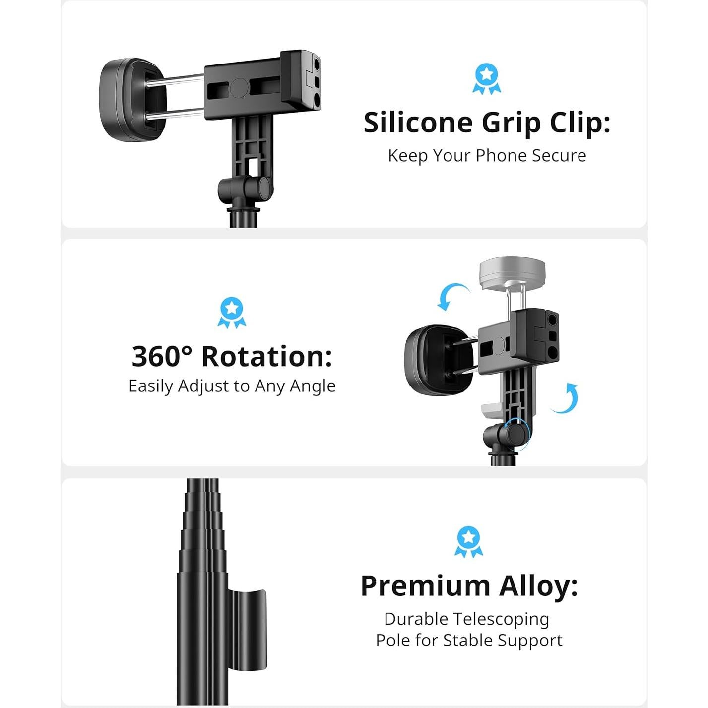 Trípode de Viaje Fuloview con Selfie Stick 152.4 cm Control Remoto