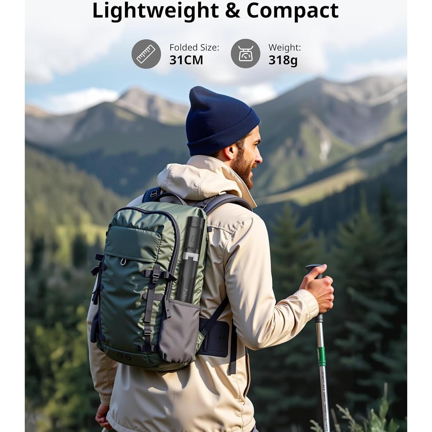 Trípode de Viaje Fuloview con Selfie Stick 152.4 cm Control Remoto